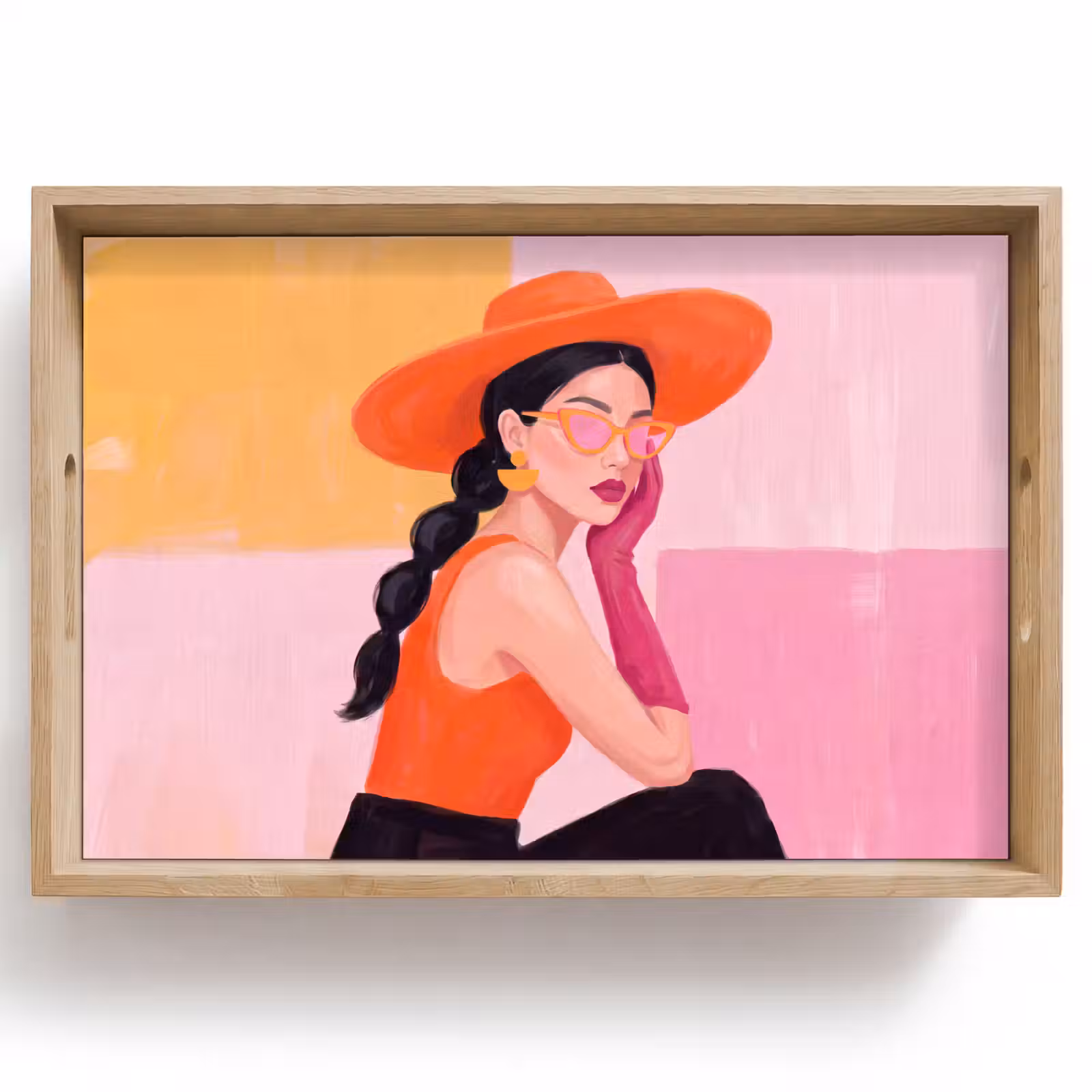 Dienblad - Vrouw - Hoed - Mode - Modern - Oranje — 1