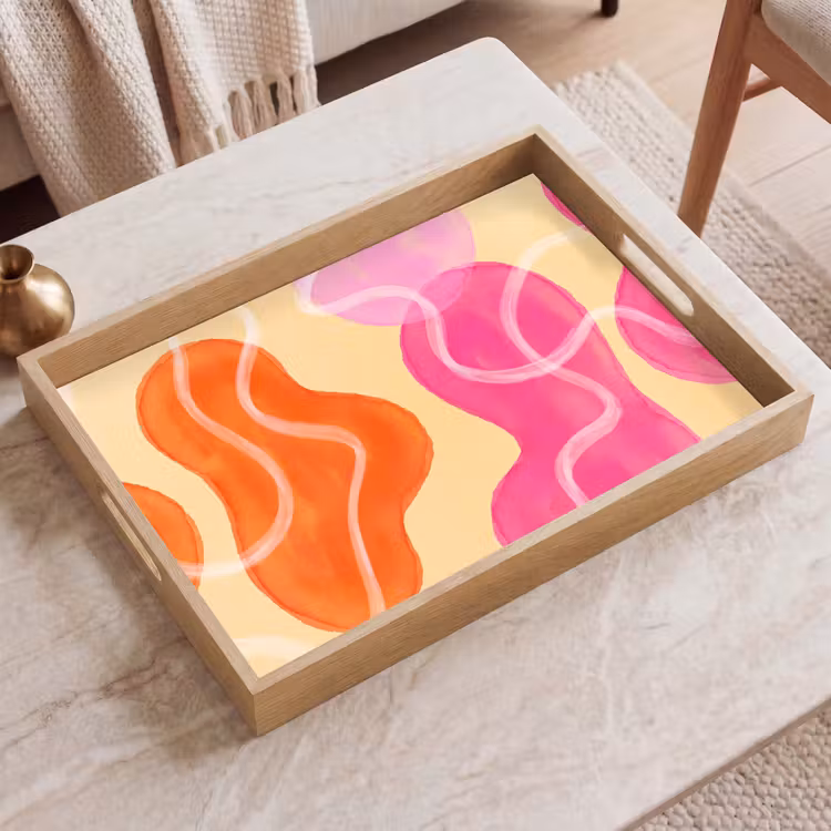 Dienblad - Abstract - Aquarel - Organisch - Oranje - Roze — 2