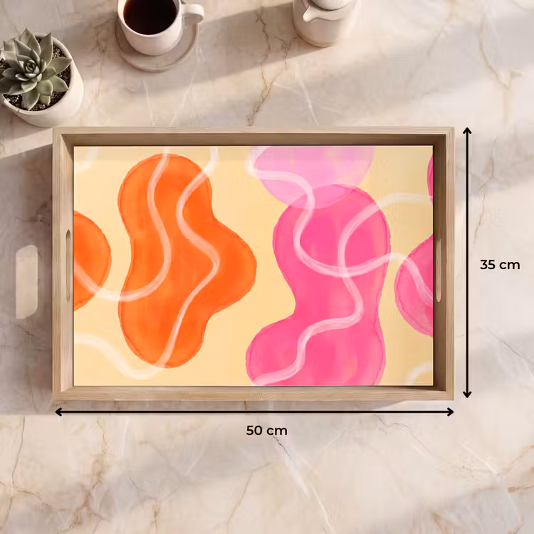 Dienblad - Abstract - Aquarel - Organisch - Oranje - Roze — 9