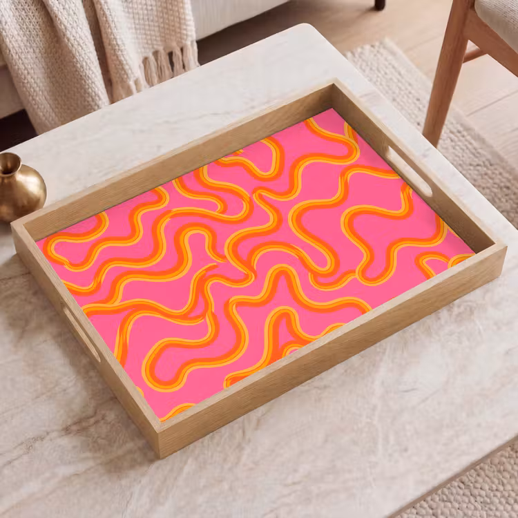 Dienblad - Abstract - Golvende lijnen - Modern - Kleurrijk — 2