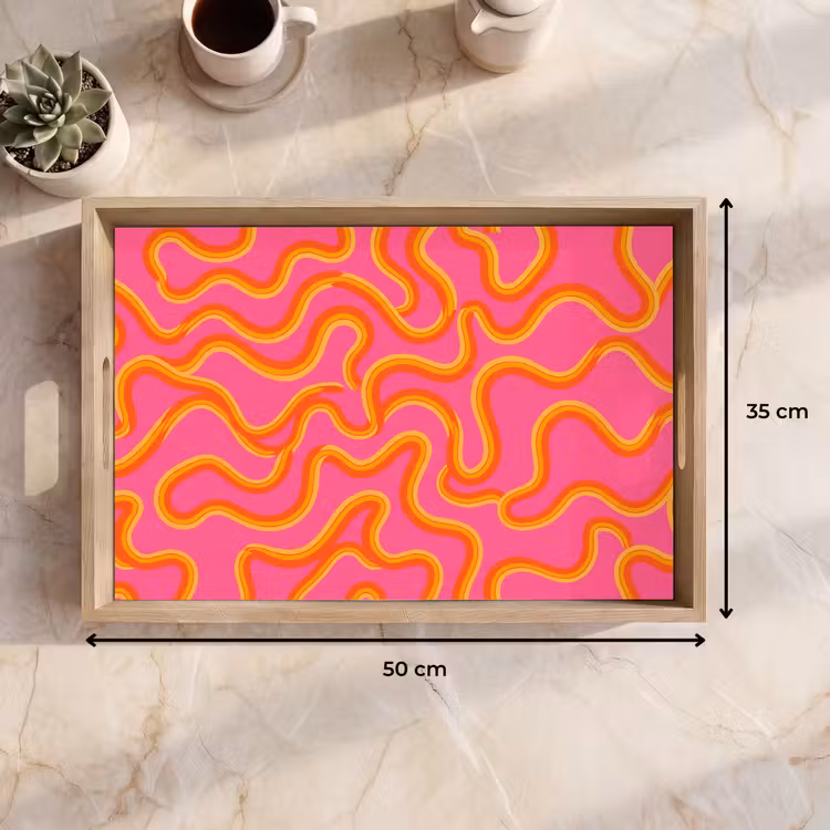 Dienblad - Abstract - Golvende lijnen - Modern - Kleurrijk — 9