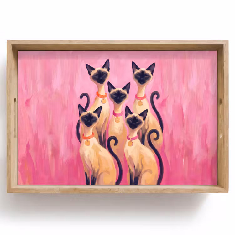 Dienblad - Kat - Groep - Dieren - Modern - Roze — 1