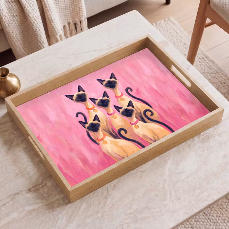 Dienblad - Kat - Groep - Dieren - Modern - Roze — 2
