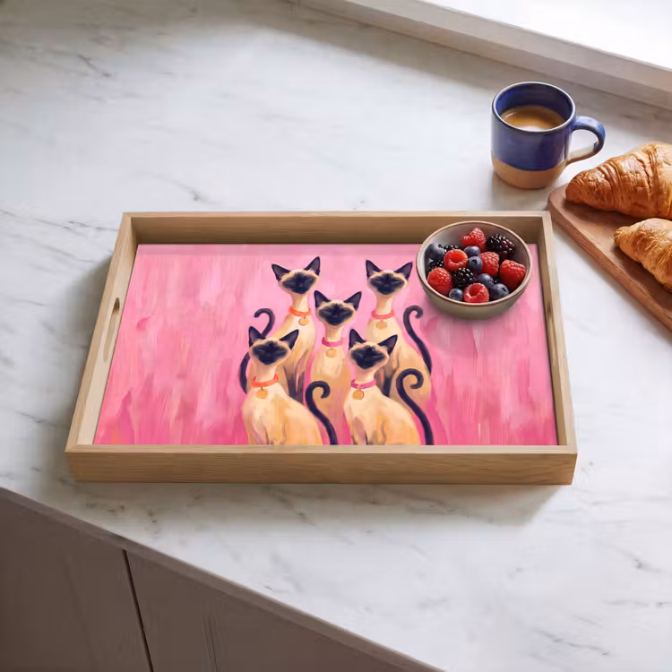 Dienblad - Kat - Groep - Dieren - Modern - Roze — 4