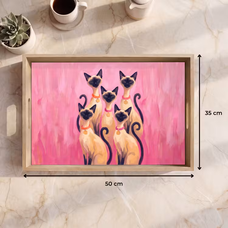 Dienblad - Kat - Groep - Dieren - Modern - Roze — 9