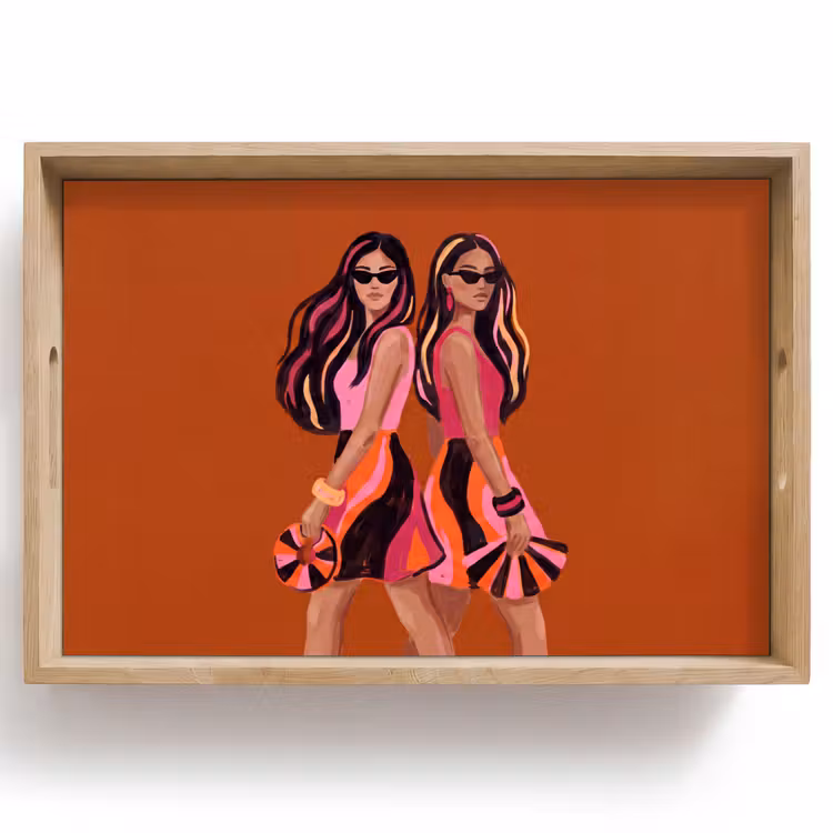 Dienblad - Mensen - Duo - Mode - Illustratie - Kleurrijk — 1