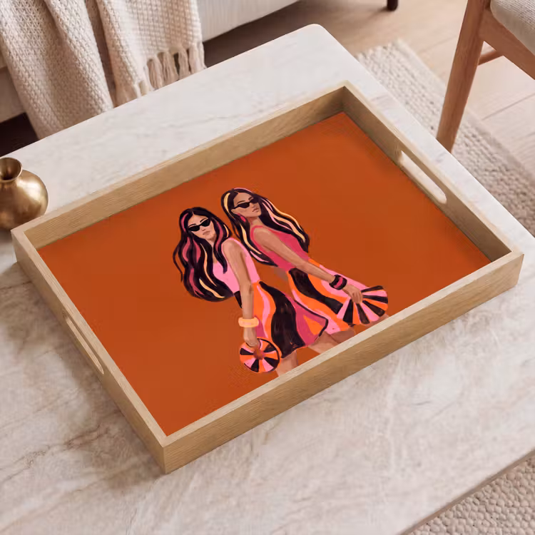 Dienblad - Mensen - Duo - Mode - Illustratie - Kleurrijk — 2