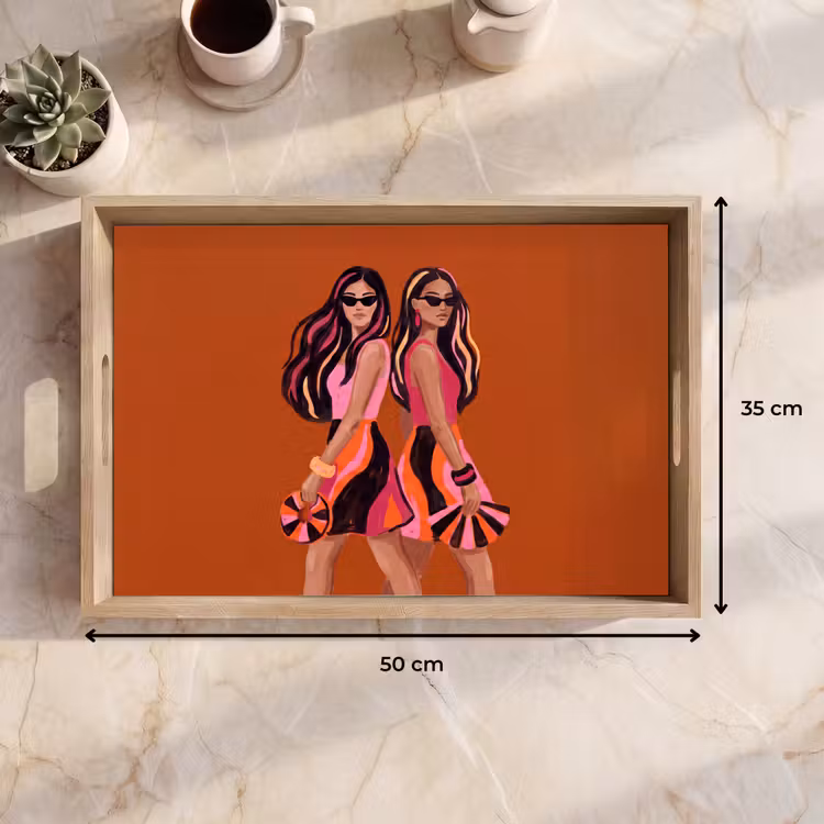 Dienblad - Mensen - Duo - Mode - Illustratie - Kleurrijk — 9