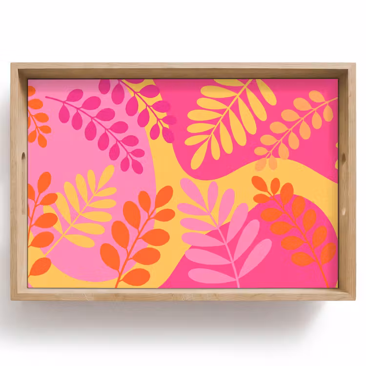 Dienblad - Natuur - Bladeren - Abstract - Roze - Geel — 1