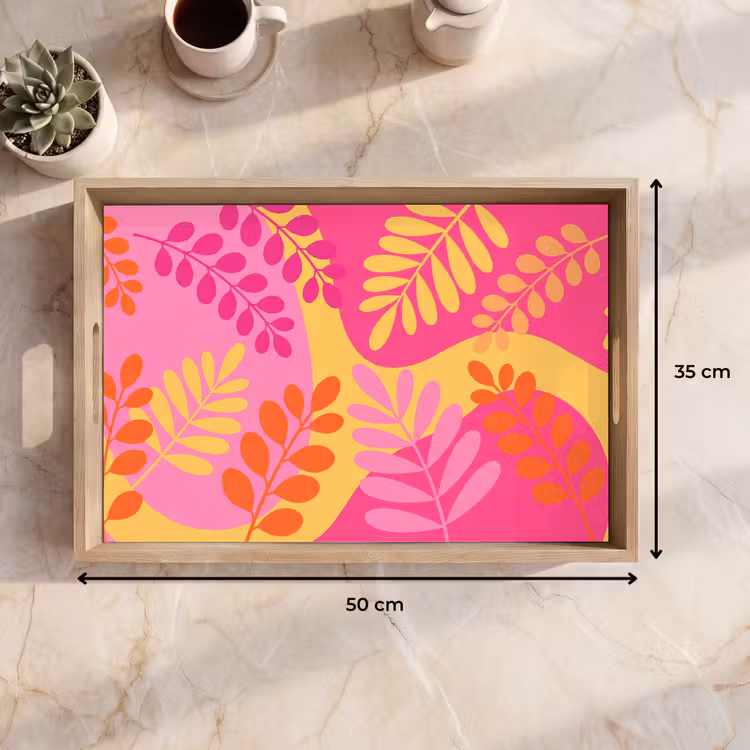 Dienblad - Natuur - Bladeren - Abstract - Roze - Geel — 9