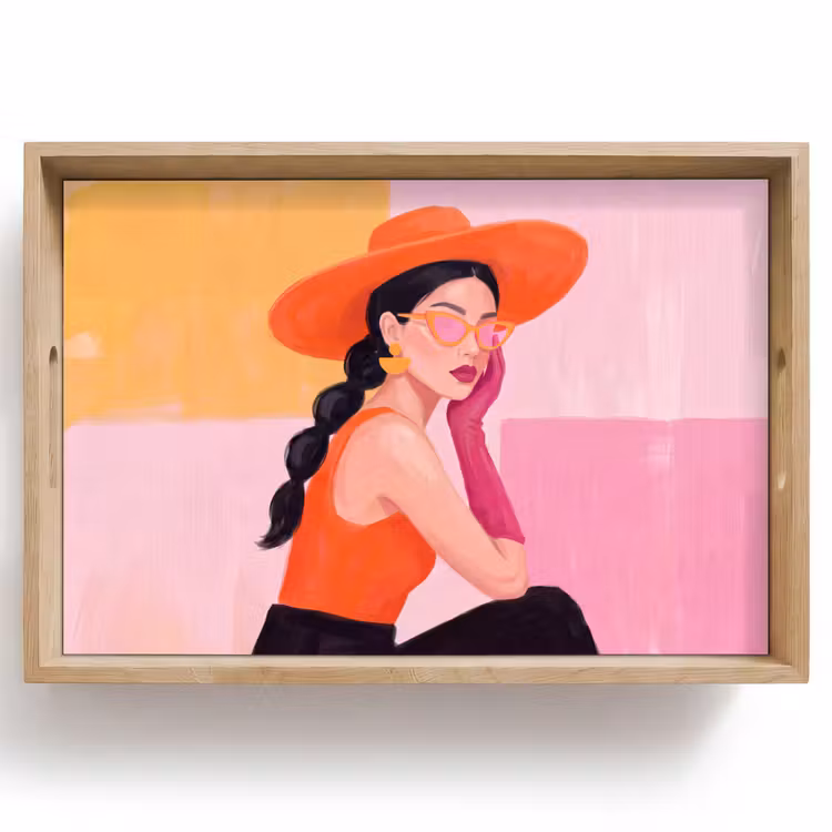 Dienblad - Vrouw - Hoed - Mode - Modern - Oranje — 1