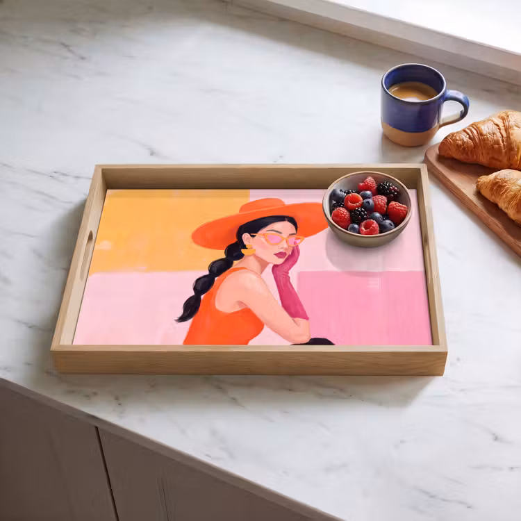 Dienblad - Vrouw - Hoed - Mode - Modern - Oranje — 4