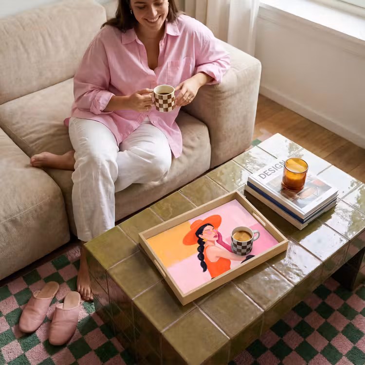 Dienblad - Vrouw - Hoed - Mode - Modern - Oranje — 6