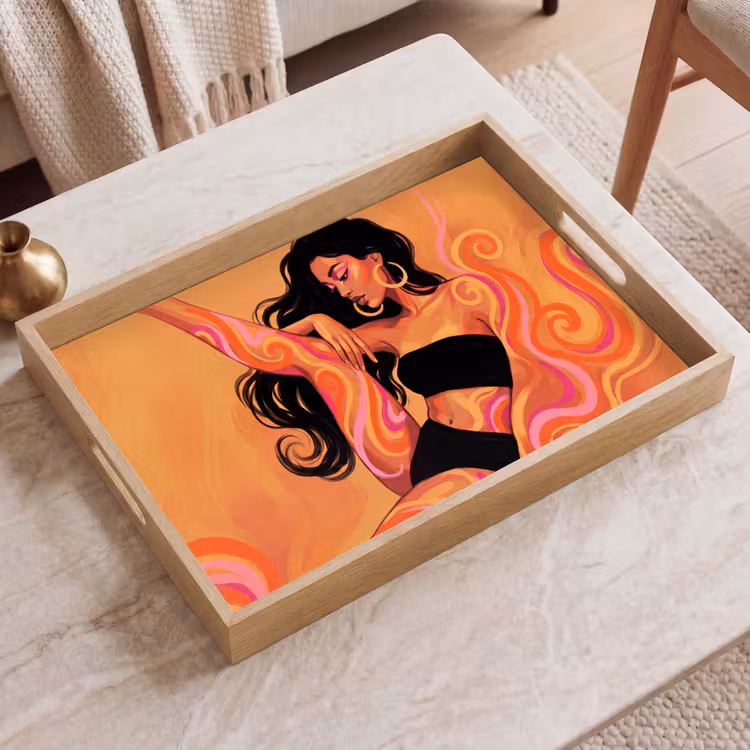 Dienblad - Vrouw - Portret - Abstract - Modern - Kleurrijk — 2