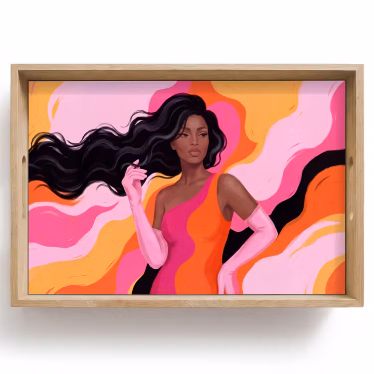 Dienblad - Vrouw - Portret - Kleurrijk - Modern - Kunst — 1