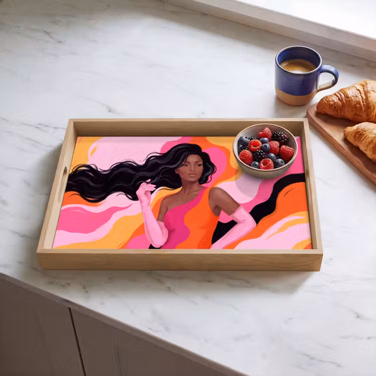 Dienblad - Vrouw - Portret - Kleurrijk - Modern - Kunst — 4