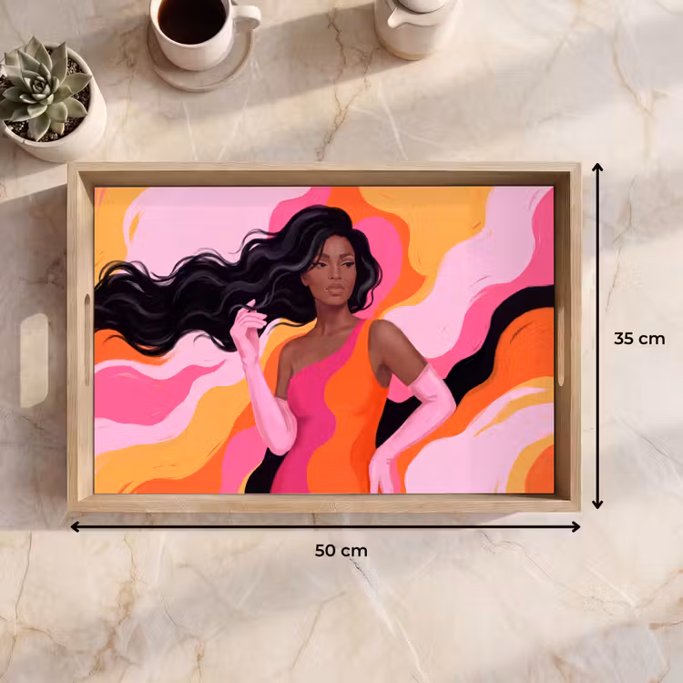 Dienblad - Vrouw - Portret - Kleurrijk - Modern - Kunst — 9