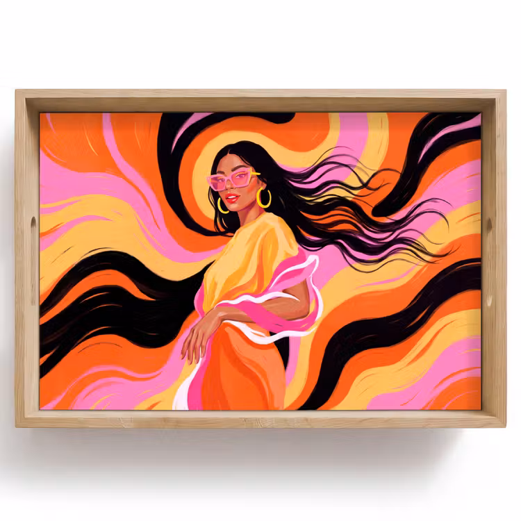 Dienblad - Vrouw - Zonnebril - Abstract - Kleurrijk — 1