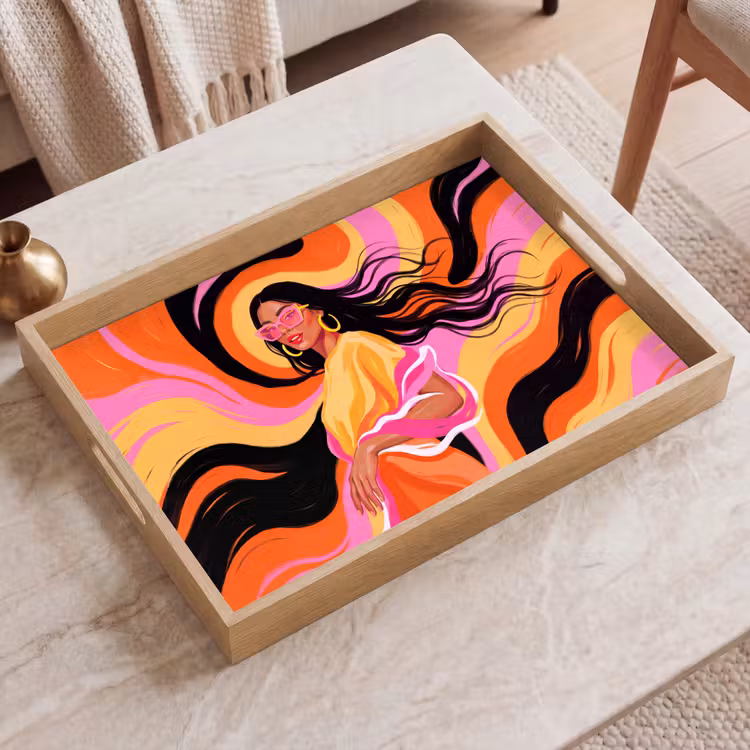 Dienblad - Vrouw - Zonnebril - Abstract - Kleurrijk — 2