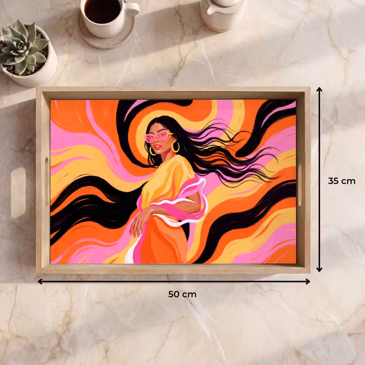 Dienblad - Vrouw - Zonnebril - Abstract - Kleurrijk — 9