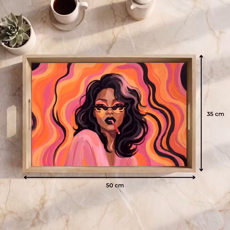 Dienblad - Vrouw - Zonnebril - Modern - Portret - Oranje — 9