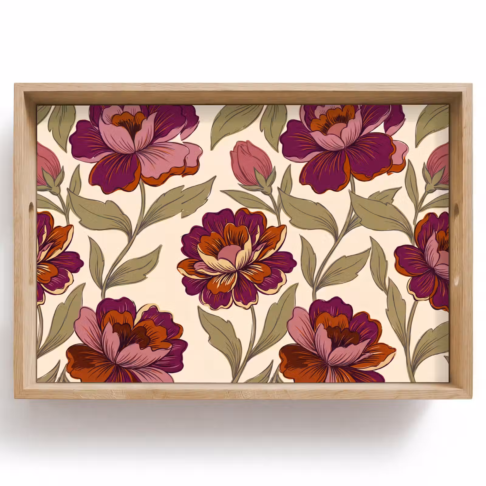Dienblad - Bloemen - Patroon - Natuur - Modern - Paars — 1