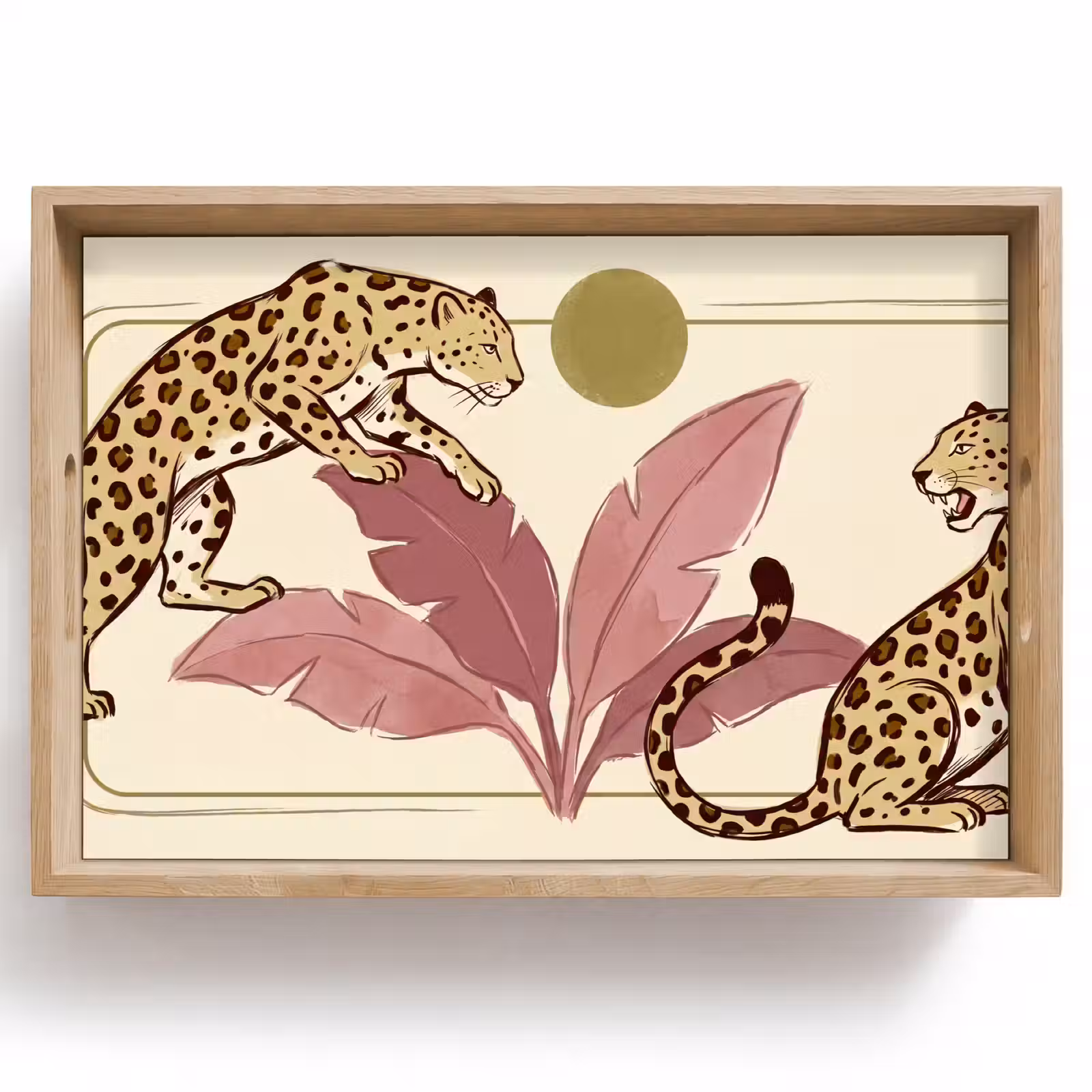 Dienblad - Dieren - Kat - Jungle - Illustratie - Beige — 1