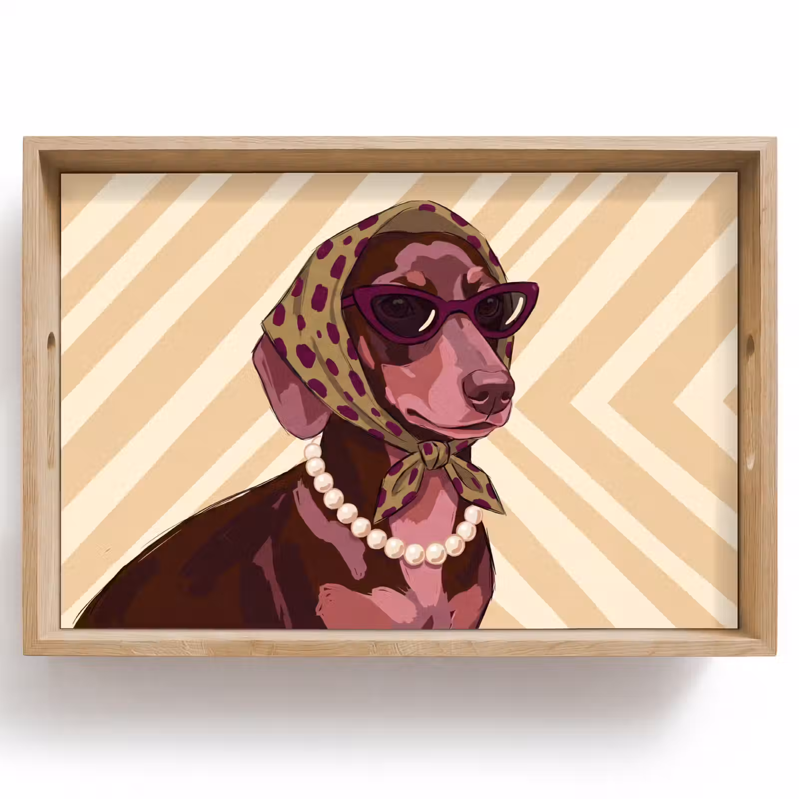 Dienblad - Hond - Zonnebril - Hoofddoek - Dieren - Modern — 1