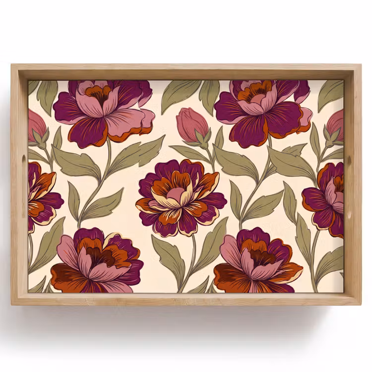 Dienblad - Bloemen - Patroon - Natuur - Modern - Paars — 1