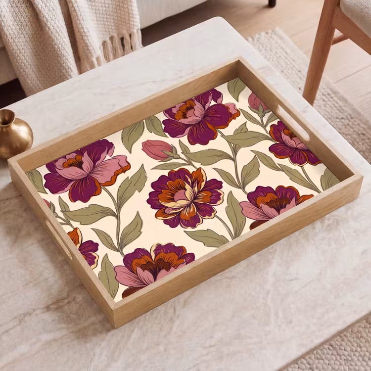Dienblad - Bloemen - Patroon - Natuur - Modern - Paars — 2