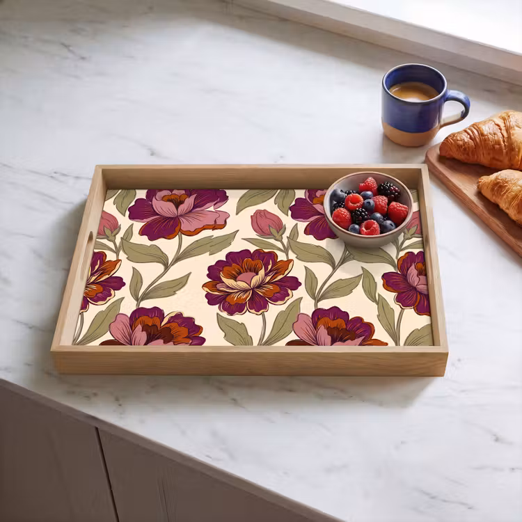 Dienblad - Bloemen - Patroon - Natuur - Modern - Paars — 4