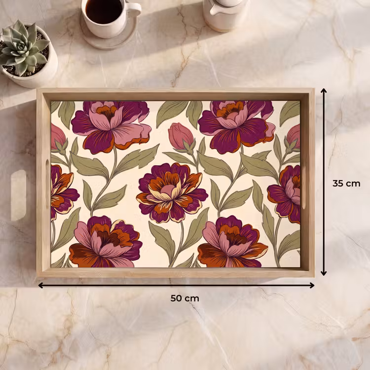 Dienblad - Bloemen - Patroon - Natuur - Modern - Paars — 9