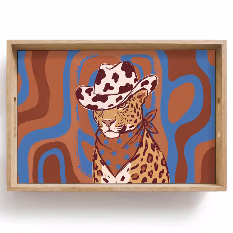 Dienblad - Dieren - Cowboyhoed - Modern - Illustratie - Bruin — 1