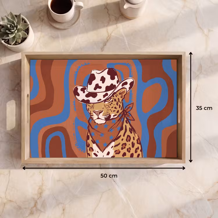 Dienblad - Dieren - Cowboyhoed - Modern - Illustratie - Bruin — 9