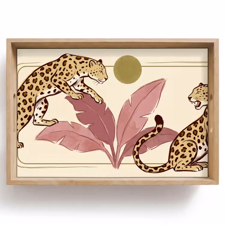 Dienblad - Dieren - Kat - Jungle - Illustratie - Beige — 1