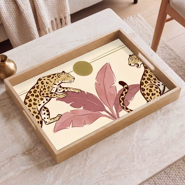 Dienblad - Dieren - Kat - Jungle - Illustratie - Beige — 2