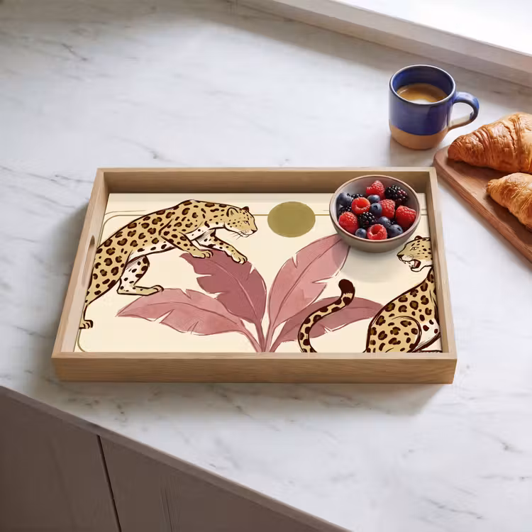 Dienblad - Dieren - Kat - Jungle - Illustratie - Beige — 4