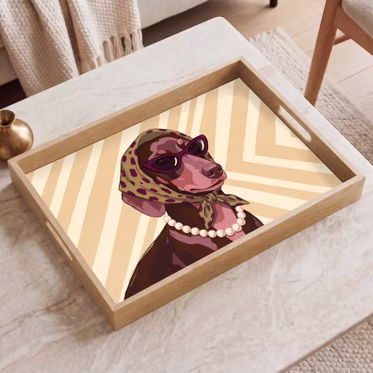 Dienblad - Hond - Zonnebril - Hoofddoek - Dieren - Modern — 2