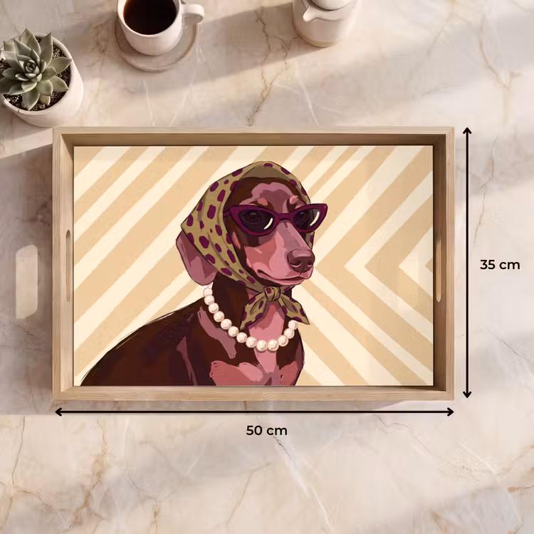 Dienblad - Hond - Zonnebril - Hoofddoek - Dieren - Modern — 9