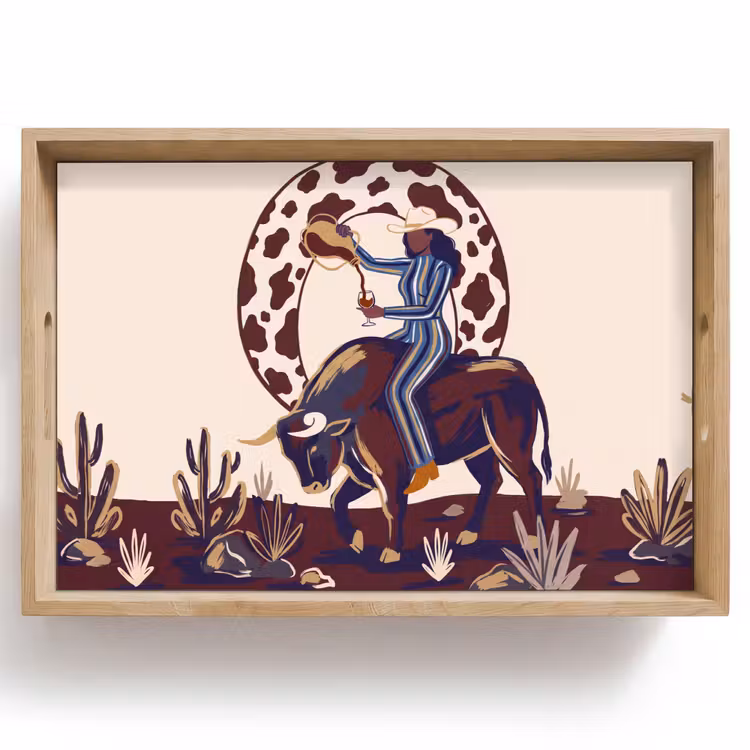 Dienblad - Mensen - Dieren - Cowboy - Abstract - Kleurrijk — 1