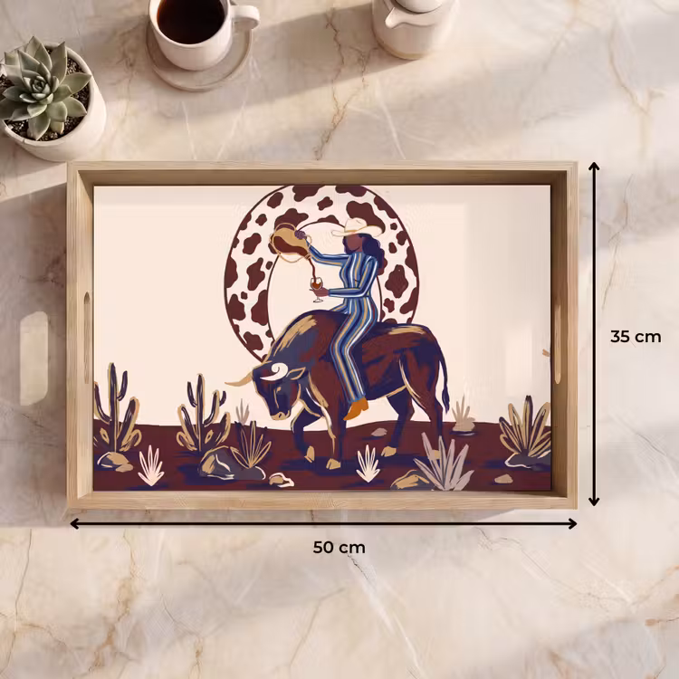 Dienblad - Mensen - Dieren - Cowboy - Abstract - Kleurrijk — 9