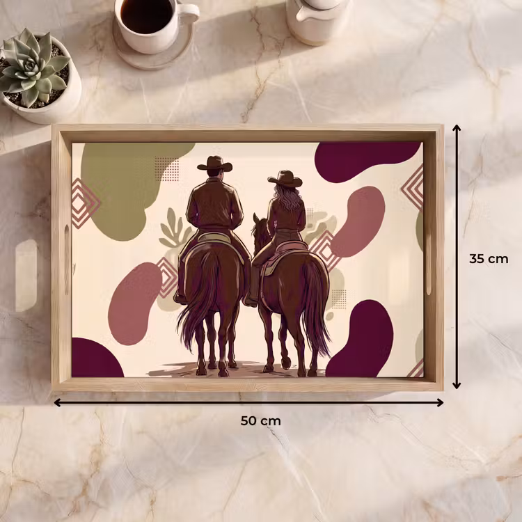 Dienblad - Mensen - Ruiters - Western - Illustratie - Bruin — 9
