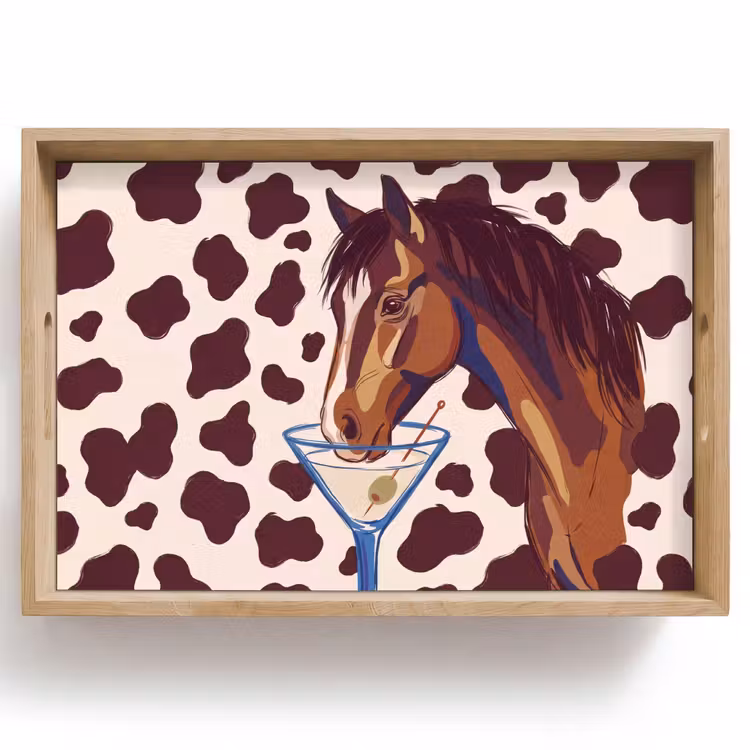 Dienblad - Paard - Martini - Dieren - Abstract - Bruin — 1