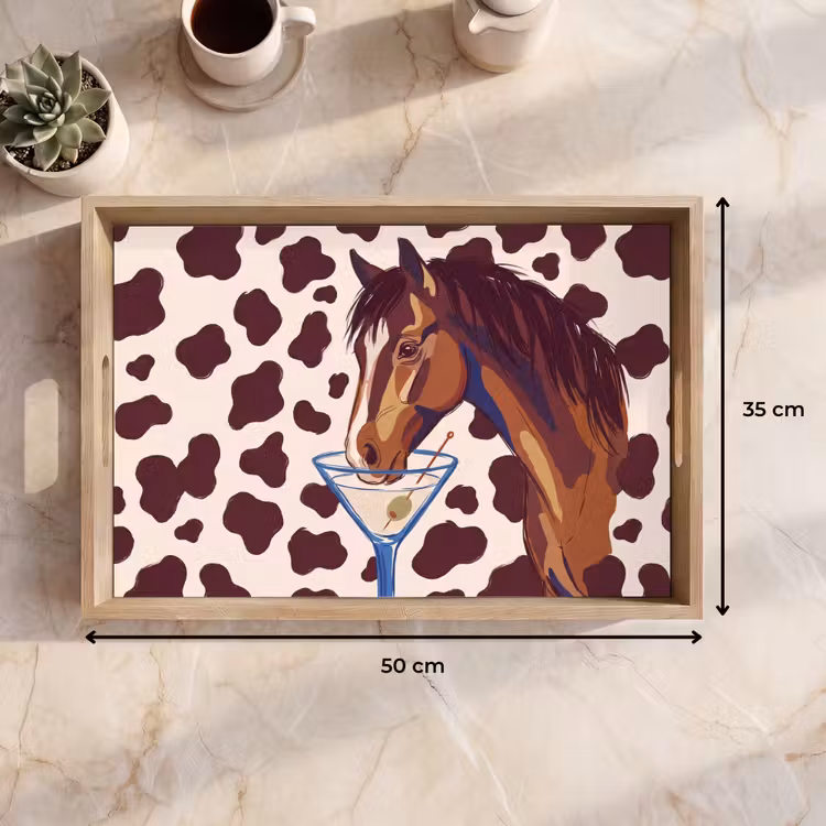 Dienblad - Paard - Martini - Dieren - Abstract - Bruin — 9