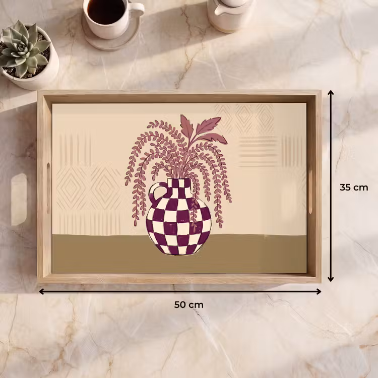 Dienblad - Vaas - Geruit - Planten - Modern - Paars — 9