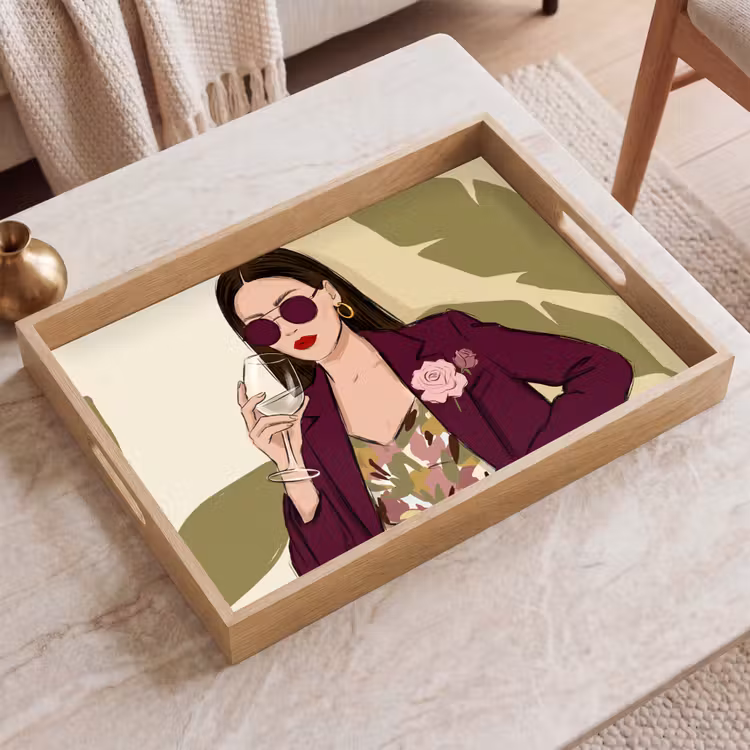 Dienblad - Vrouw - Wijn - Portret - Mode - Modern — 2