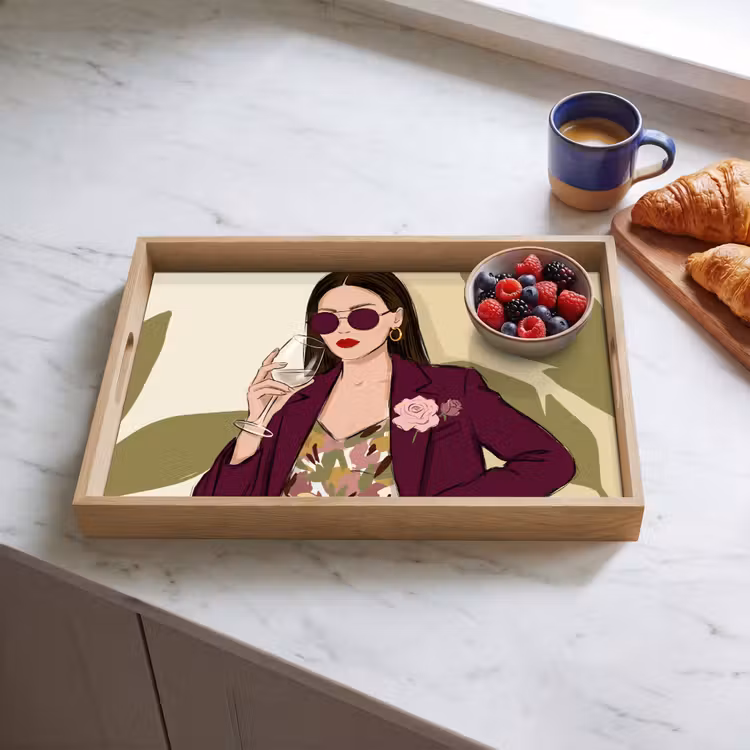 Dienblad - Vrouw - Wijn - Portret - Mode - Modern — 4