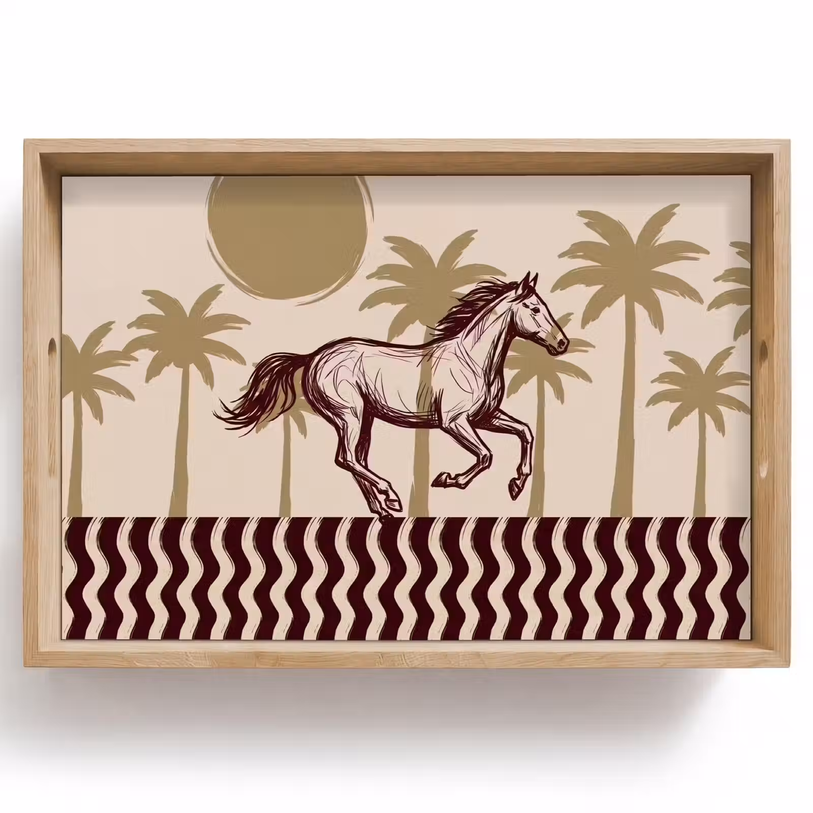 Dienblad - Paard - Galopperend - Woestijn - Illustratie — 1