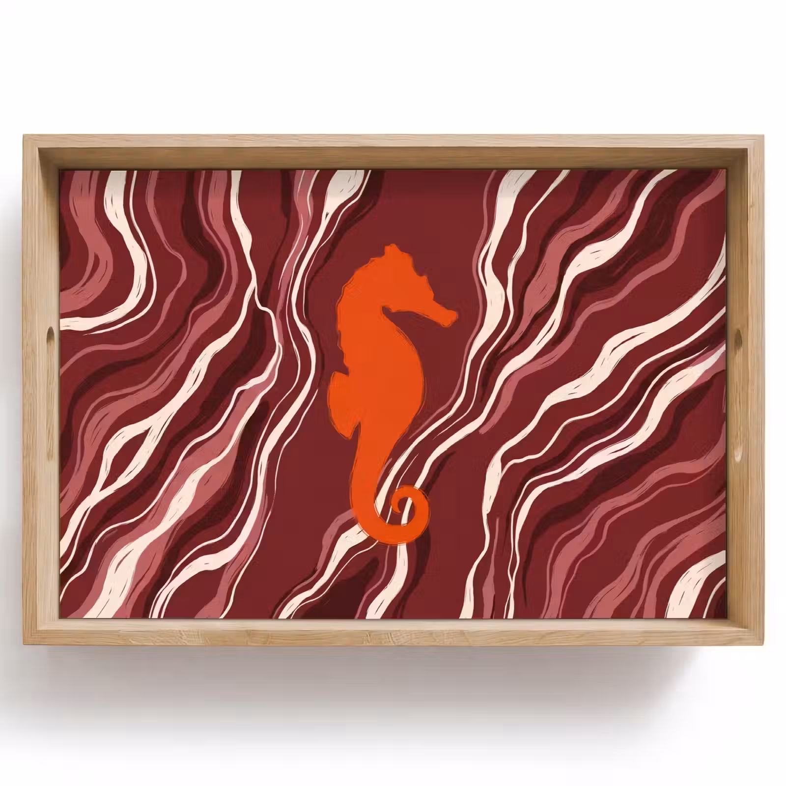 Dienblad - Zeepaardje - Golven - Zeeleven - Abstract - Oranje — 1