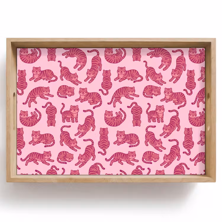 Dienblad - Dieren - Patroon - Roze - Speels - Cartoon — 1